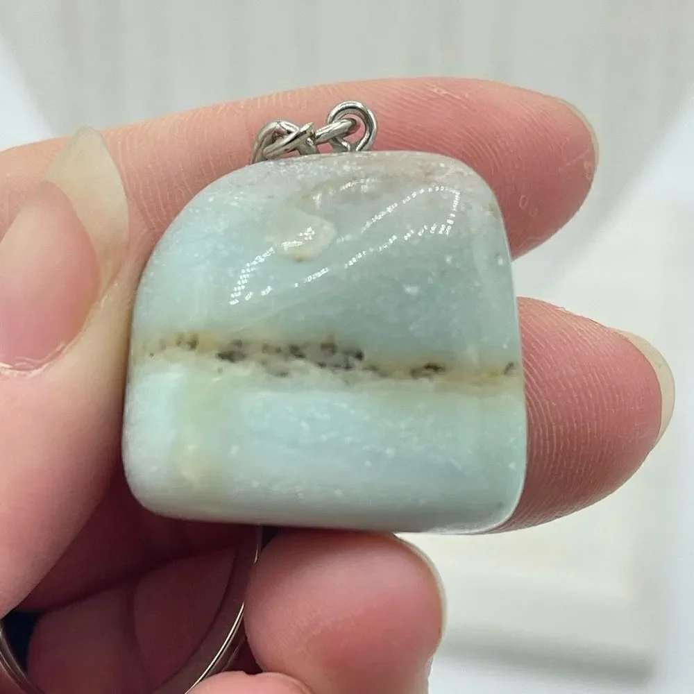 Amazonite tumble keychain key ring pendant chain NEW hand crafted luck fortune l